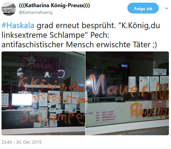 Kommunales AfD-Vorstandsmitglied in Saalfeld-Rudolstadt ist mehrfacher Angreifer auf LINKE-Wahlkreisbüro „Haskala“