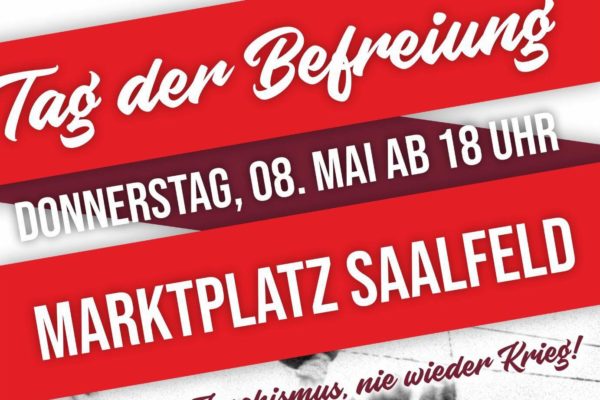 Kundgebung zum 80. Jahrestag der Befreiung am 8. Mai 2025 auf dem Marktplatz in Saalfeld